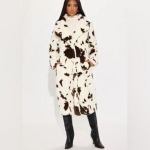 Stoosh cowboy cow print fur Jacket XL worn once In excellent condition